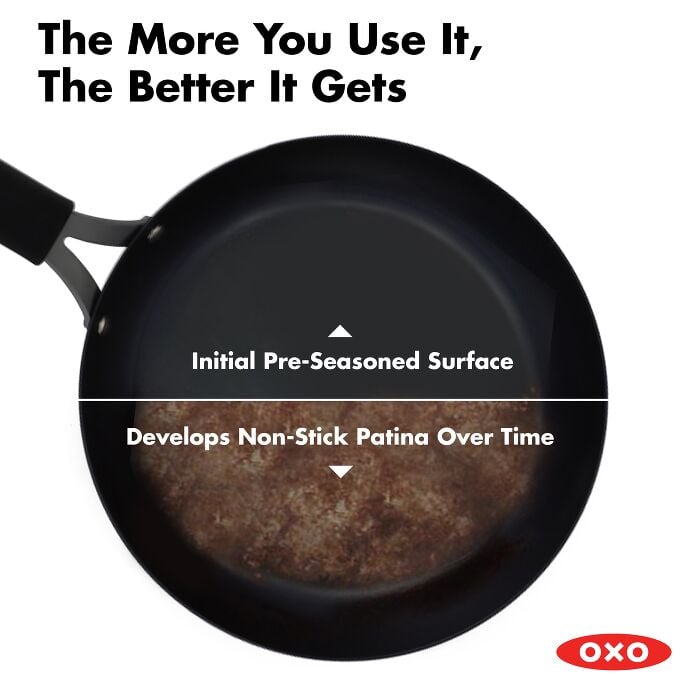 Carbon Steel Obsidian Series 8-Inch Frypan with Silicone Sleeve - US 4973