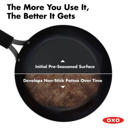 Carbon Steel Obsidian Series 8-Inch Frypan with Silicone Sleeve - US 4973