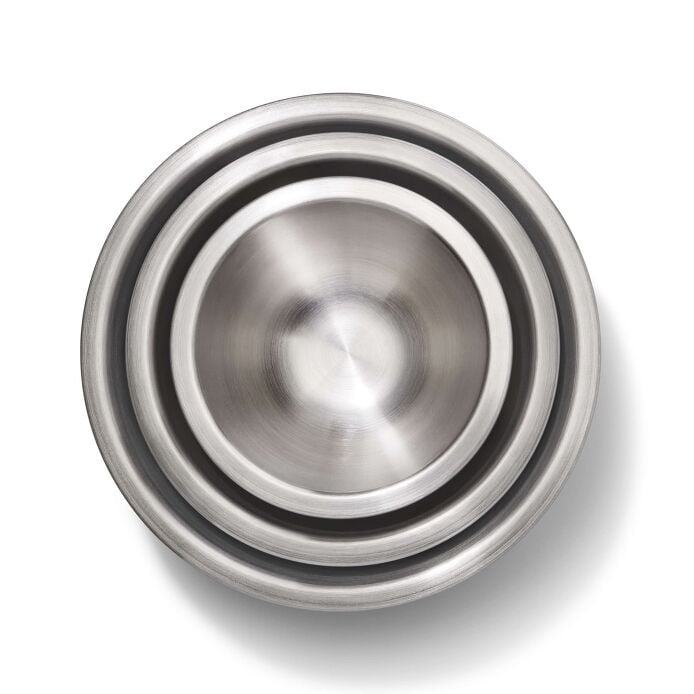 3-Piece Stainless Steel Mixing Bowl Set - Blue/Gray - US 0754