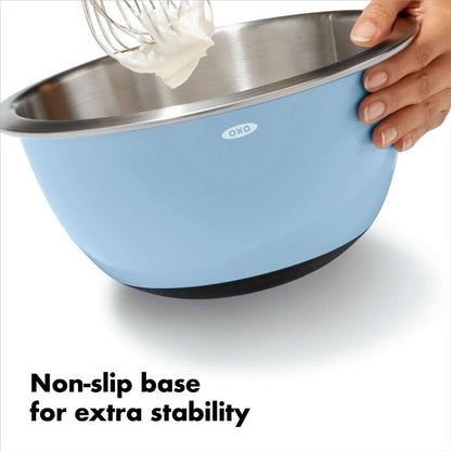 3-Piece Stainless Steel Mixing Bowl Set - Blue/Gray - US 0754