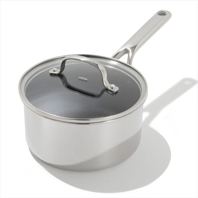 Trident Hybrid Non-Stick Stainless Steel 2.5 Qt Saucepan with Lid - US 6604