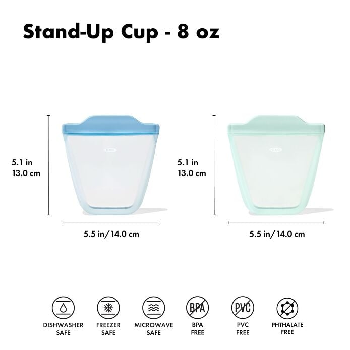 Tot Silicone Reusable Bag - 2-Piece Stand-Up Cup Set - US 8404